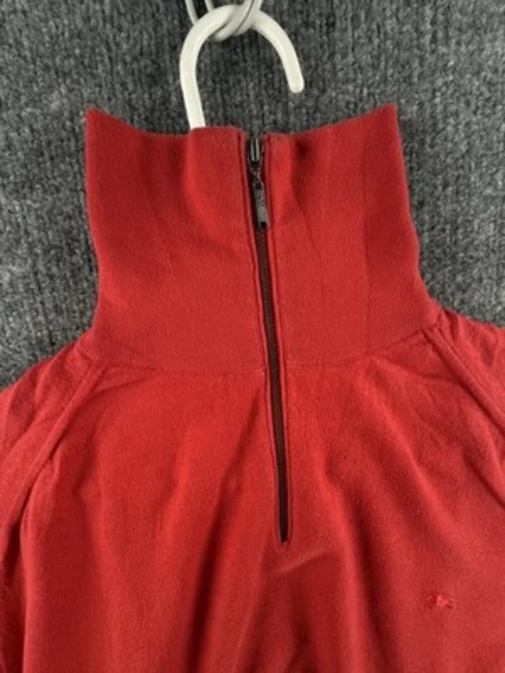 Burberry London Zip Turtleneck Red Pullover 5 Sweater Knit Solid Long Sleeve